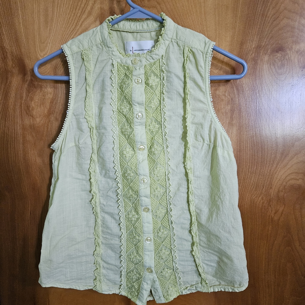 Anthropologie Sleeveless Button-Down Blouse